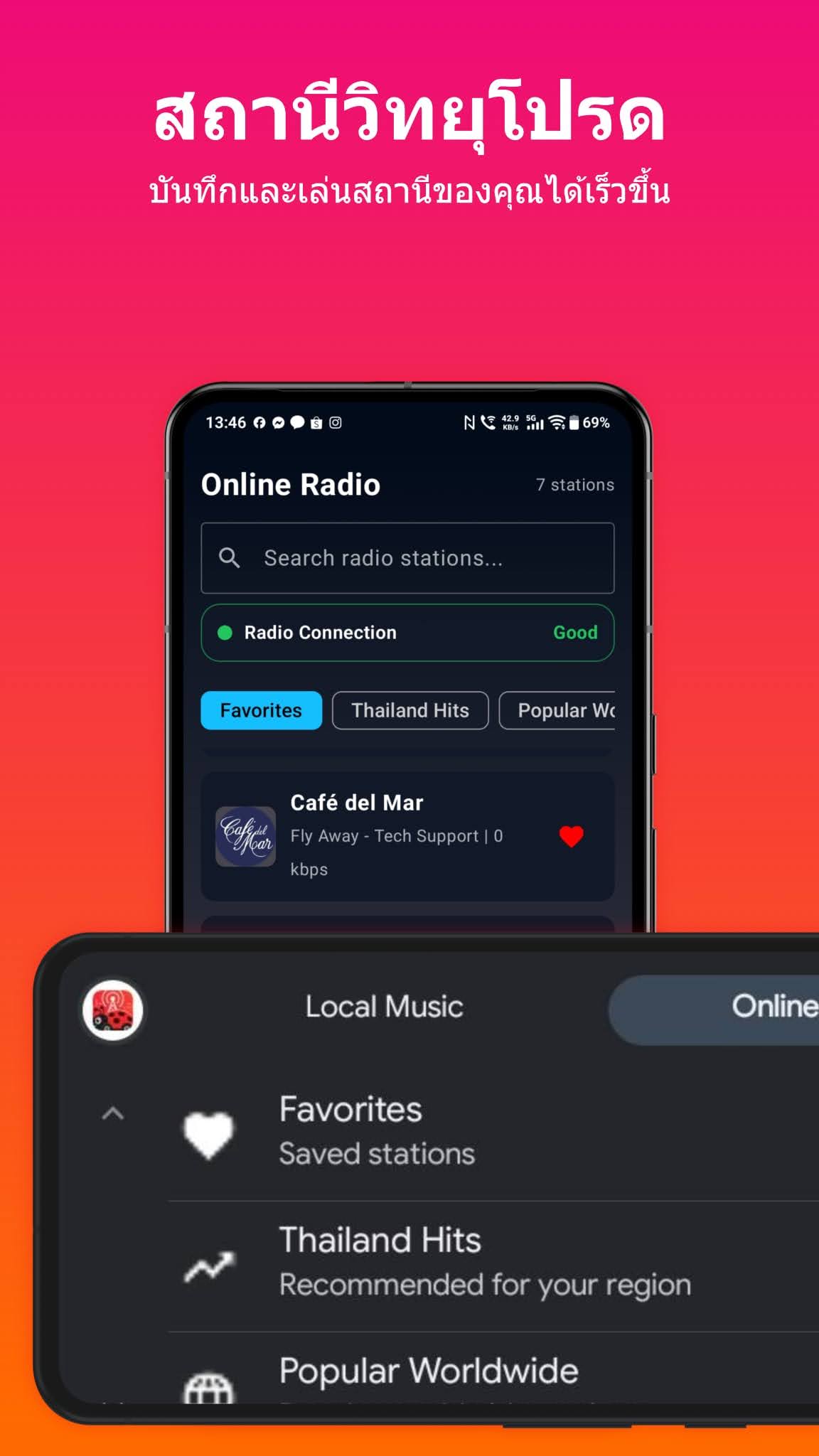 Favorite radio stations and Android Auto menu