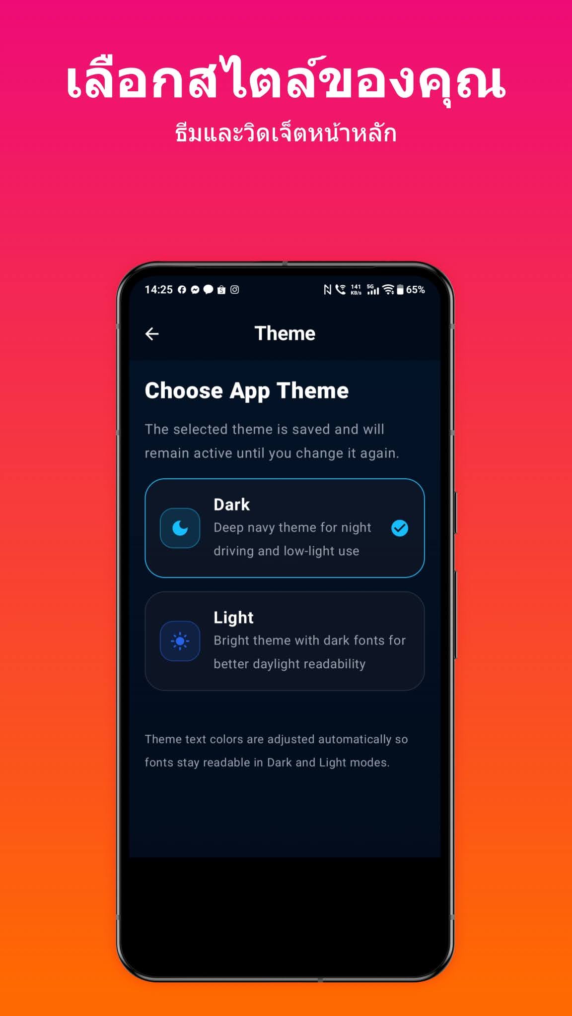 Theme selection screen