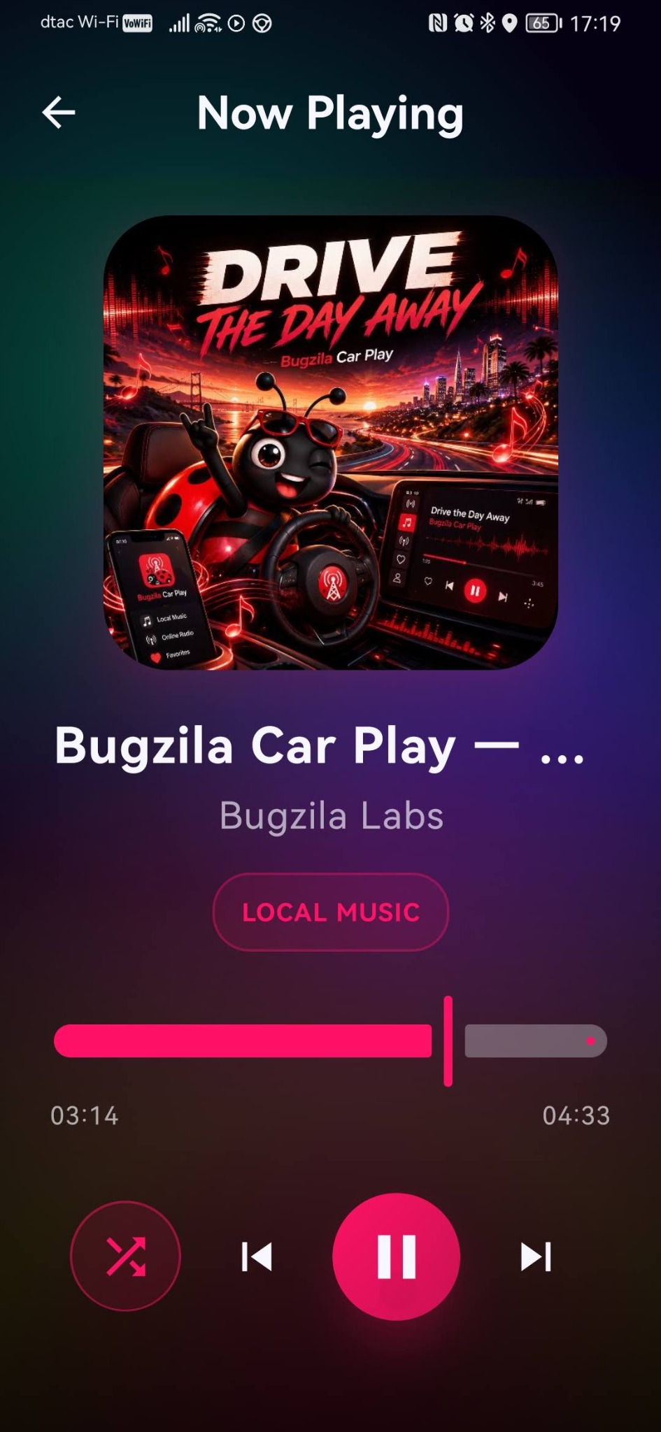 Now playing local music example