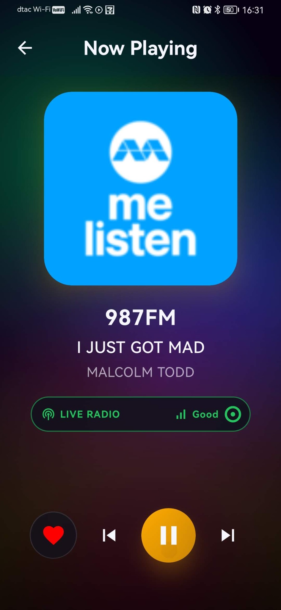 Live radio with station artwork